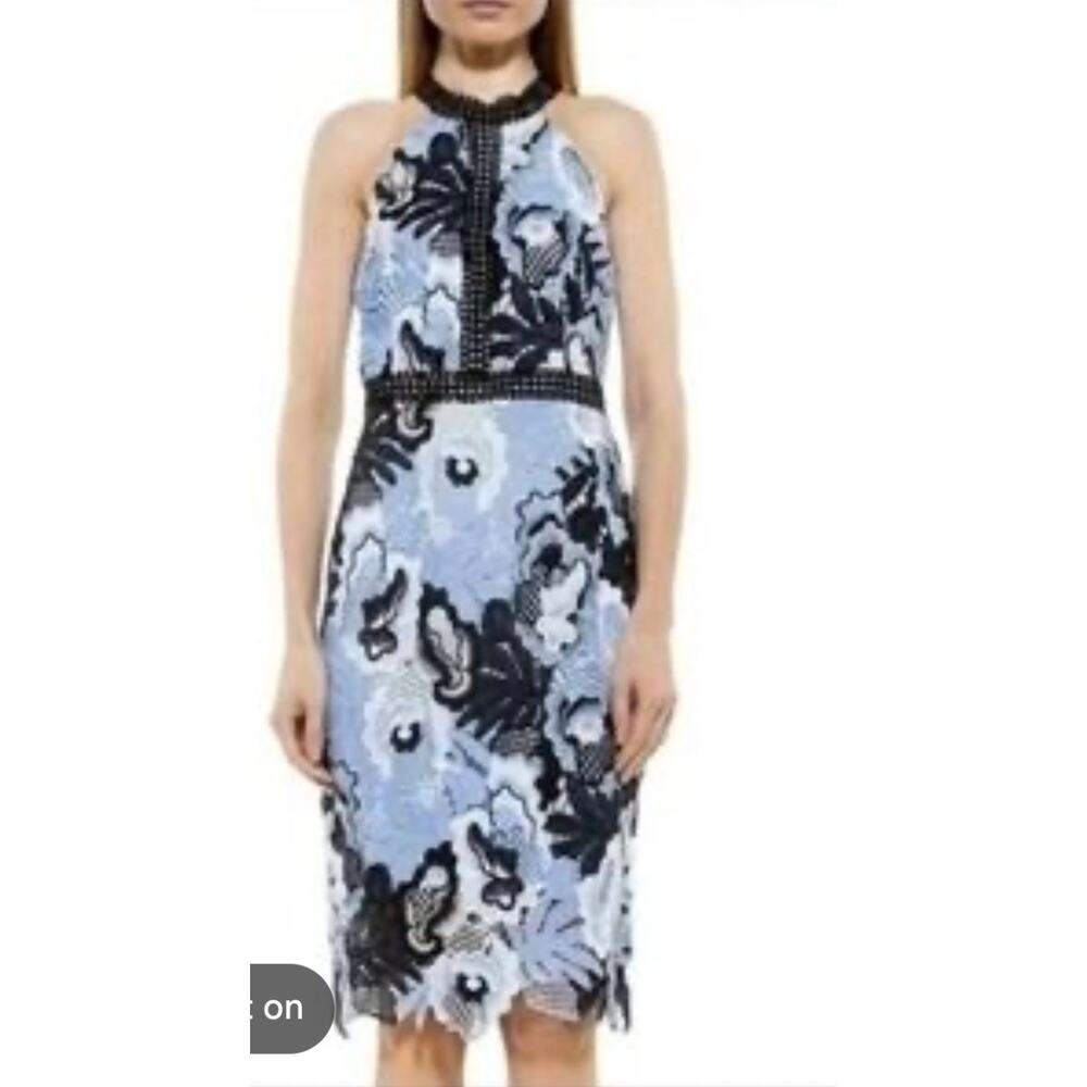 NWOT blue and black Alexia Admor floral lace sleeveless dress size 4